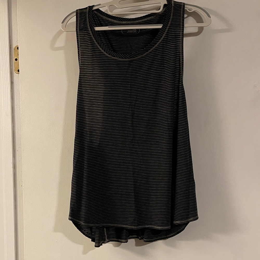 Be Inspired Black and Gray Striped Tank Top